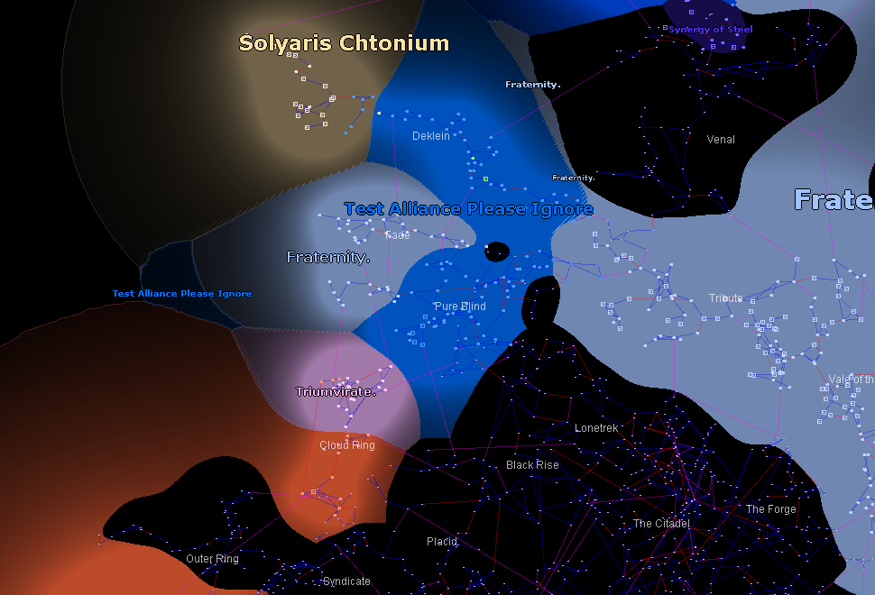 Deklein and Pure Blind sovereignty map, held by Test Alliance Please Ignore